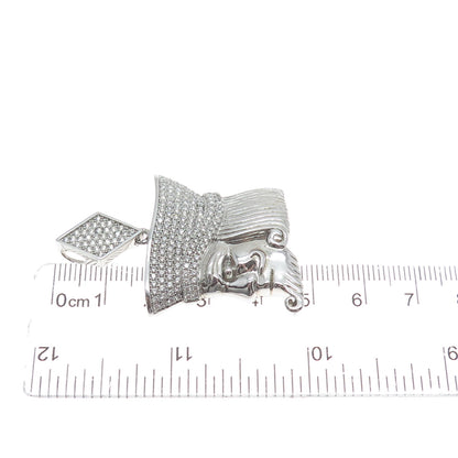 925 Sterling Silver Round-Cut Shaped C Z King of Diamonds Playing Cards Pendant