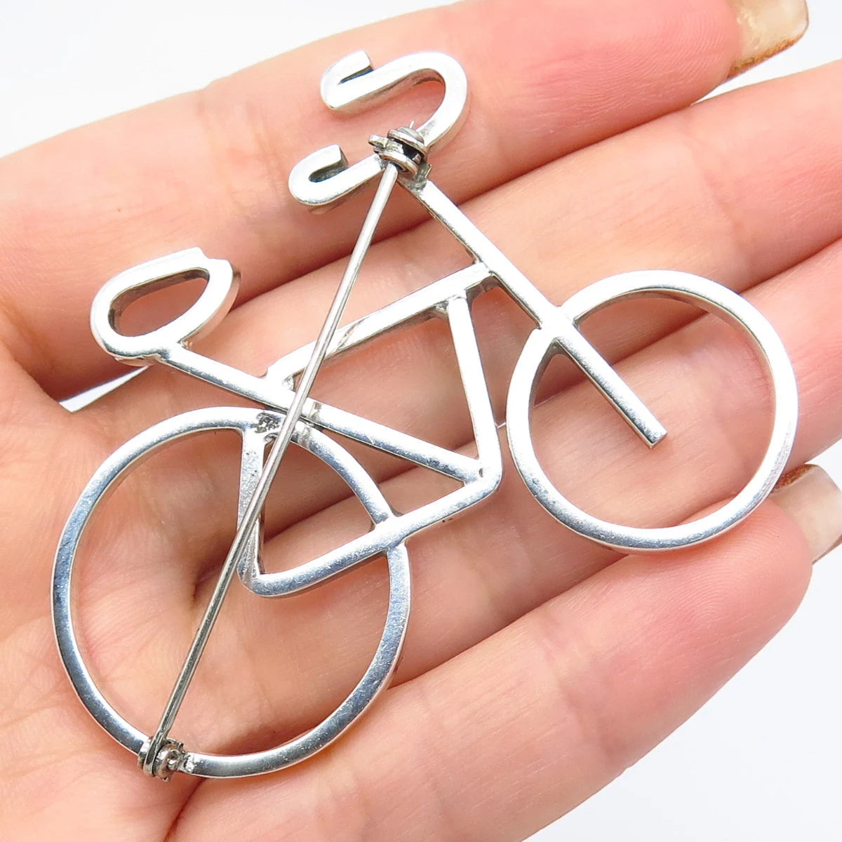 925 Sterling Silver Vintage Mexico Bicycle Pin Brooch