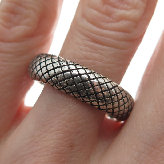 ARGENTO VIVO 925 Sterling Silver Vintage Shake Skin Oxidized Band Ring Size 9