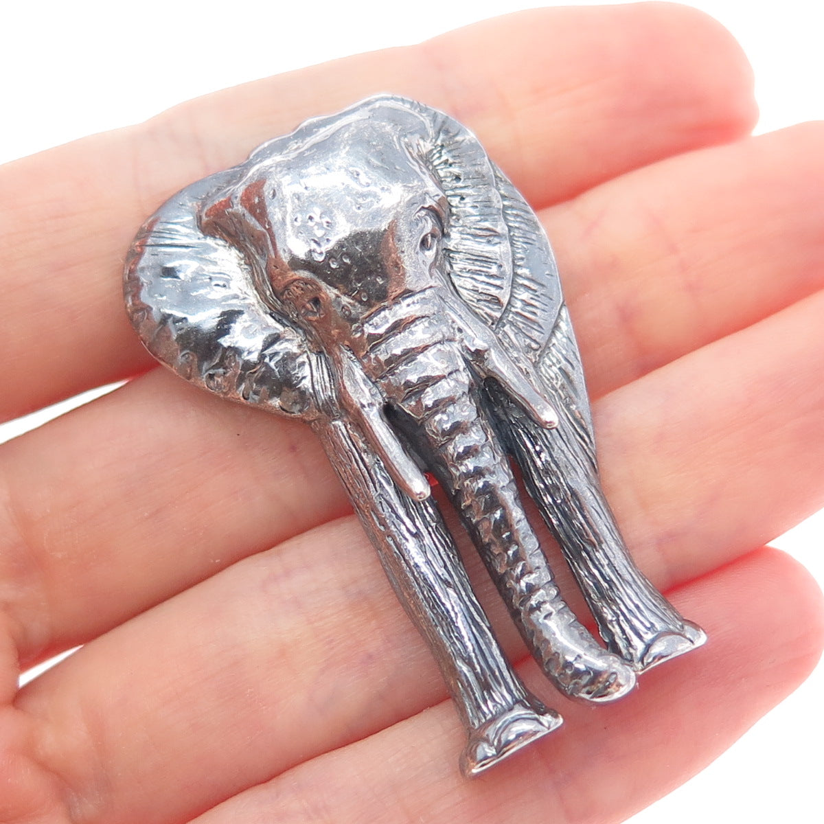 MORNING SUN 925 Sterling Silver Vintage Elephant Oxidized Pin Brooch