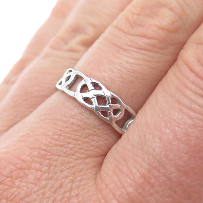 CELLINI 925 Sterling Silver Vintage Celtic Knot Band Ring Size 8.25