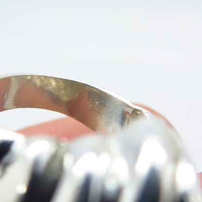 925 Sterling Silver Vintage Ribbed Ring Size 6.5