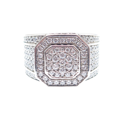 925 Sterling Silver Round-Cut C Z Octagon Ring Size 9.75