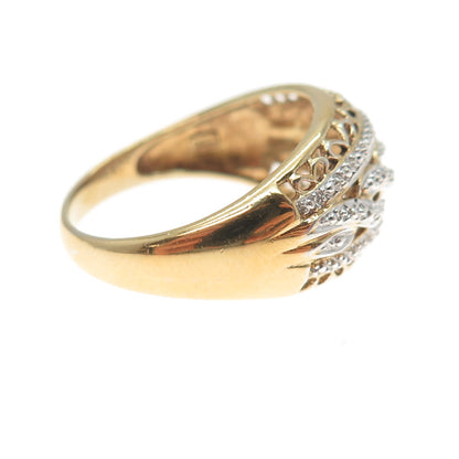MEDA 925 Sterling Silver Gold Plated Real Diamond Accent Infinity Ring Size 10
