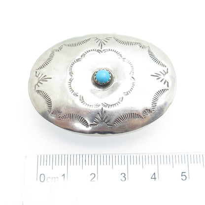 JEFFREY CASTILLO Old Pawn 925 Sterling Silver Vintage Turquoise Pill / Snuff Box