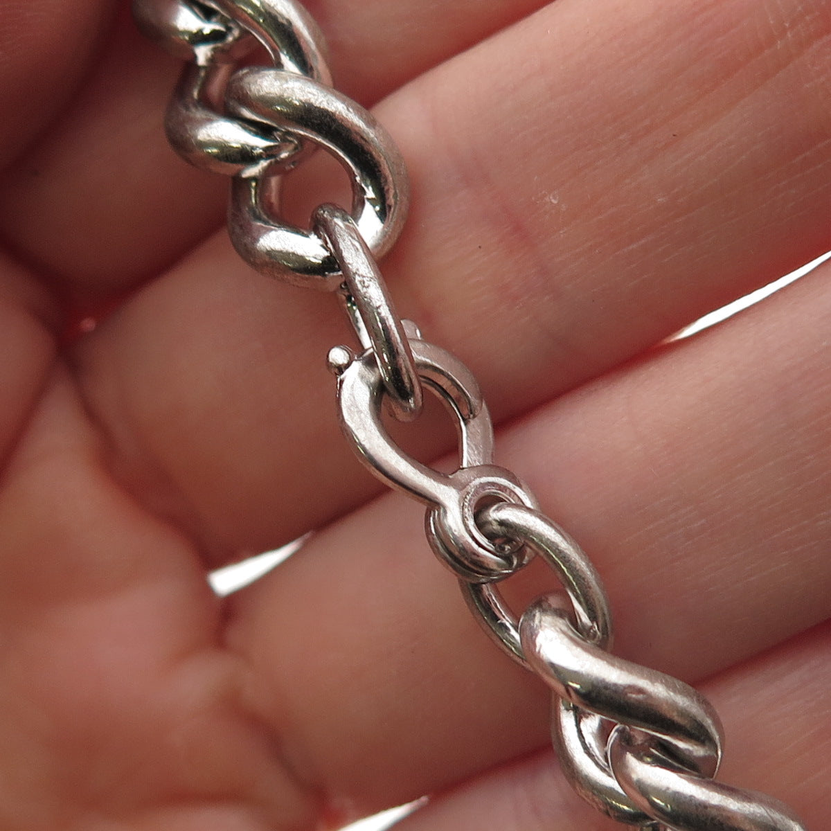 Binder Bros 925 Sterling Silver Antique Art Deco Cuban Link Bracelet 7.25"