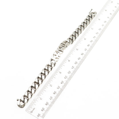 800 Silver Vintage Egypt Jimmy Name Cuban Link Bracelet 7.75"