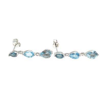 DBJ DEE BERKLEY JEWELRY 925 Sterling Silver Real Blue Topaz Dangling Earrings