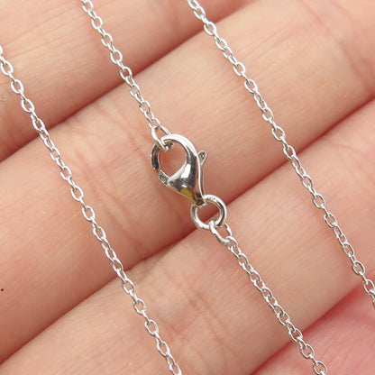 925 Sterling Silver Pave C Z Letter "R" Initial Rolo Chain Necklace 18"