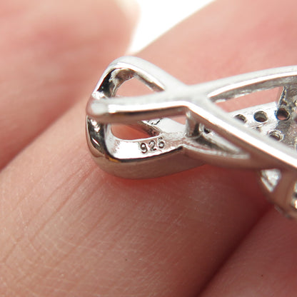 925 Sterling Silver Real White Topaz Gemstone Slide Pendant