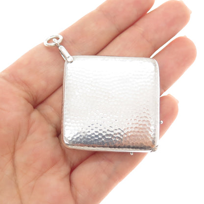 800 Silver Antique Art Deco European Hammered Slide Locket Chatelaine Pendant