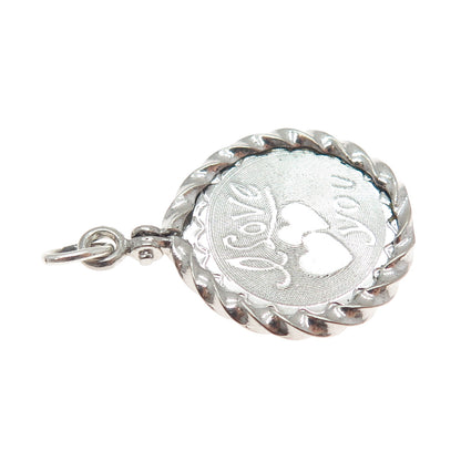 SPENCER CO. 925 Sterling Silver Vintage I Love You Charm Pendant