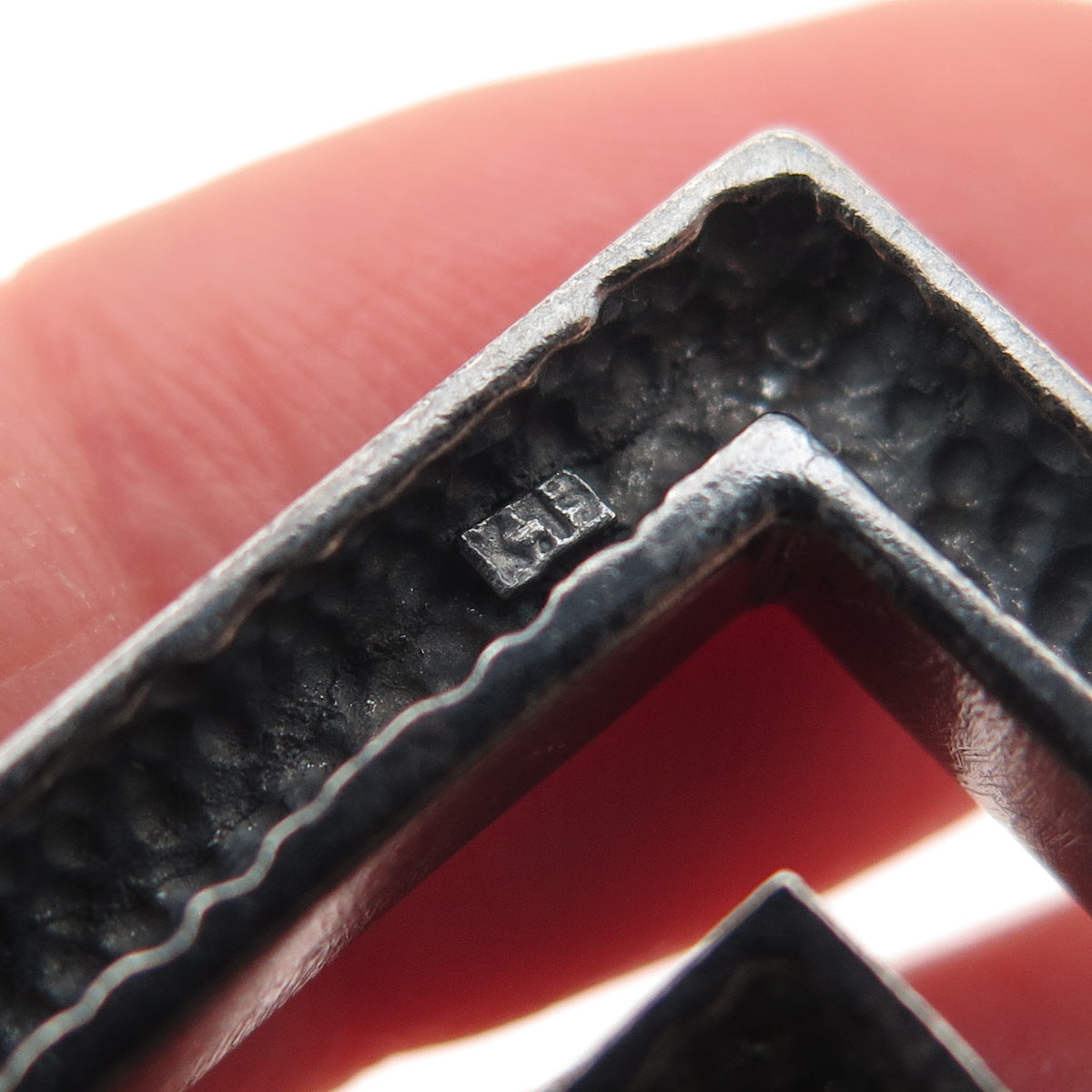 925 Sterling Silver Vintage Modernist Spiral Square Oxidized Pin Brooch