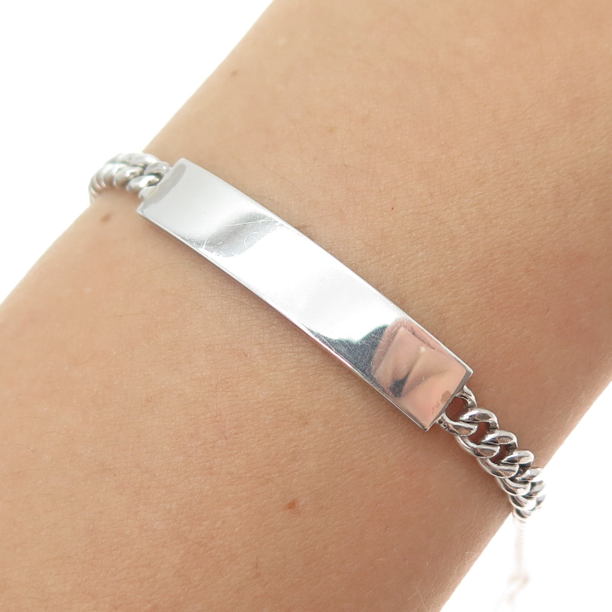 BOJAR 925 Sterling Silver Vintage Cuban Link ID Bracelet 7"