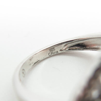 925 Sterling Silver Round-Cut C Z Twisted Ring Size 5.75