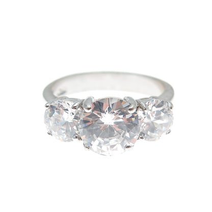 925 Sterling Silver Round-Cut C Z Engagement Ring Size 7.5