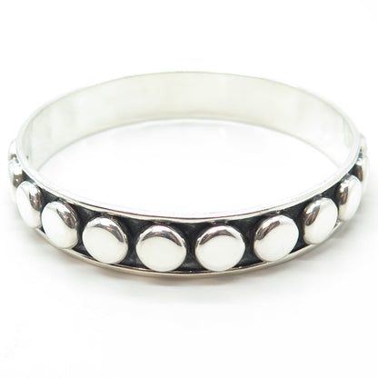 925 Sterling Silver Vintage Mexico All Around Disc Dotted Bangle Bracelet 8.25"