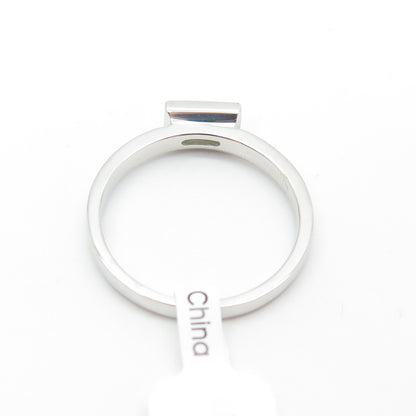 925 Sterling Silver Baguette-Cut Shaped Green C Z Ring Size 8.75