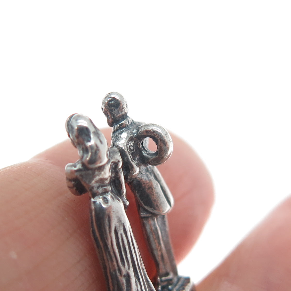 GRIFFITH & SONS CO 925 Sterling Silver Vintage Wedding Oxidized Slide Pendant
