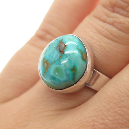 Old Pawn Sterling Silver Vintage Southwestern Kingman Turquoise Ring Size 6.75