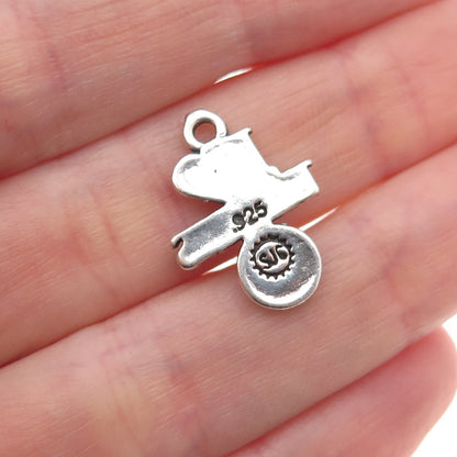Sundancer 925 Sterling Silver Vintage I Love Tennis Oxidized Mini Charm Pendant