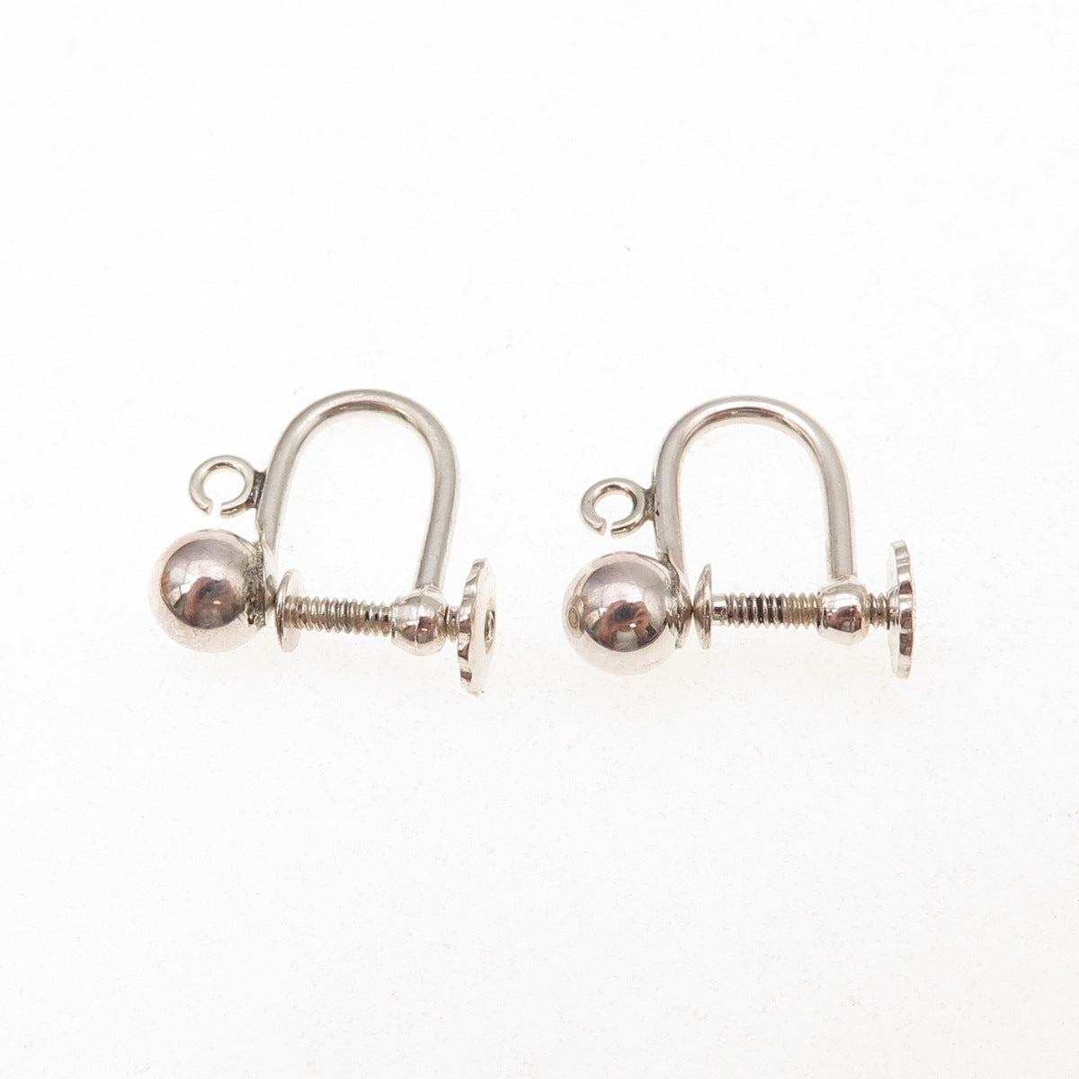 925 Sterling Silver Vintage Charm Holder Screw Back Earrings