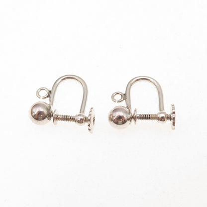 925 Sterling Silver Vintage Charm Holder Screw Back Earrings