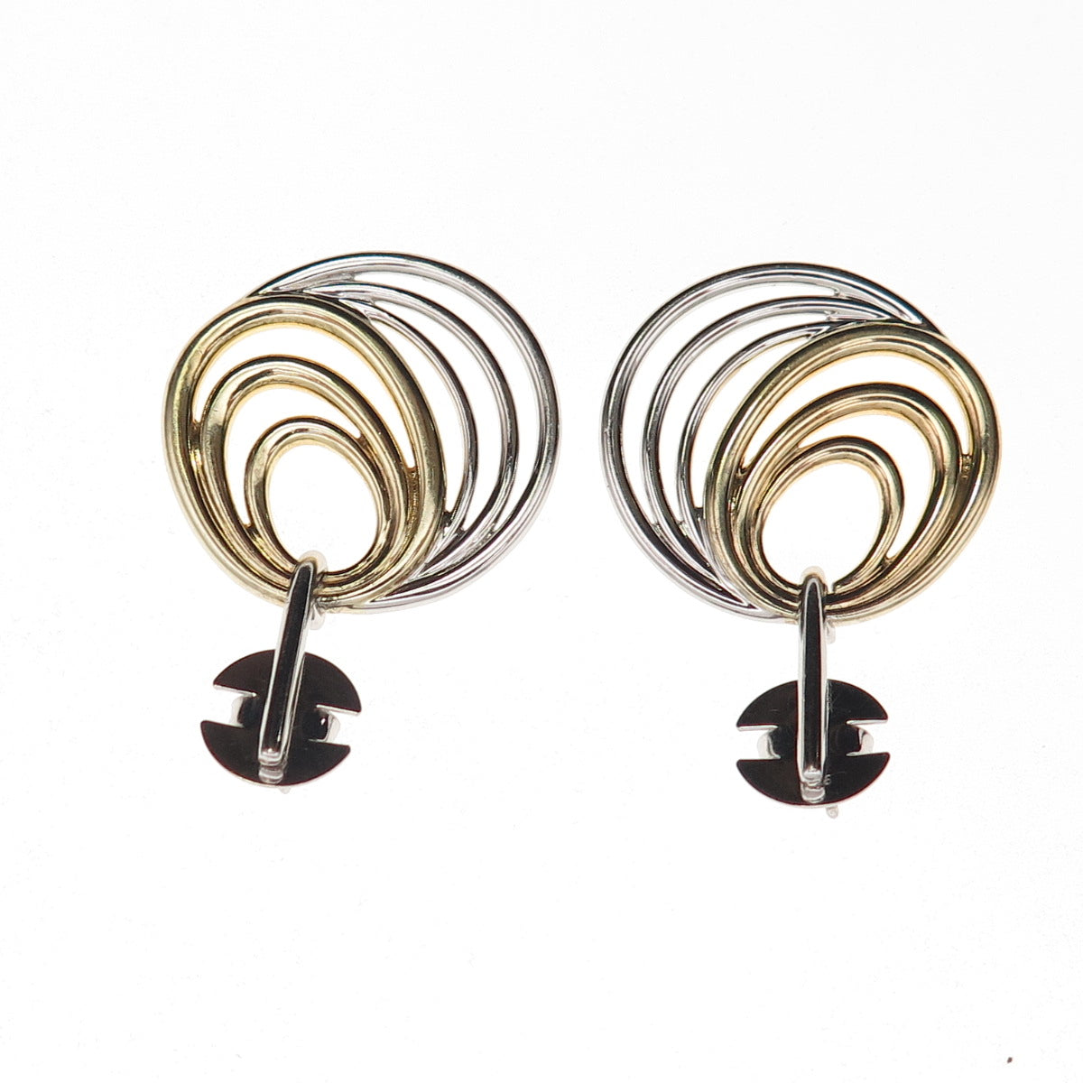 Breuning 925 Sterling Silver 2-Tone Interlocked Circle Dangle Earrings