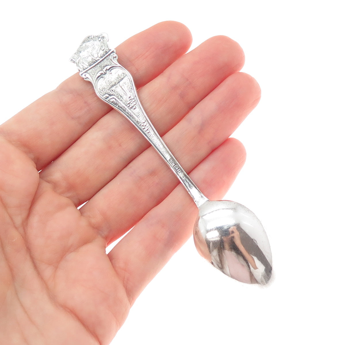 925 Sterling Silver Antique Art Deco Seal of Buffalo States Cities Coffee Spoon
