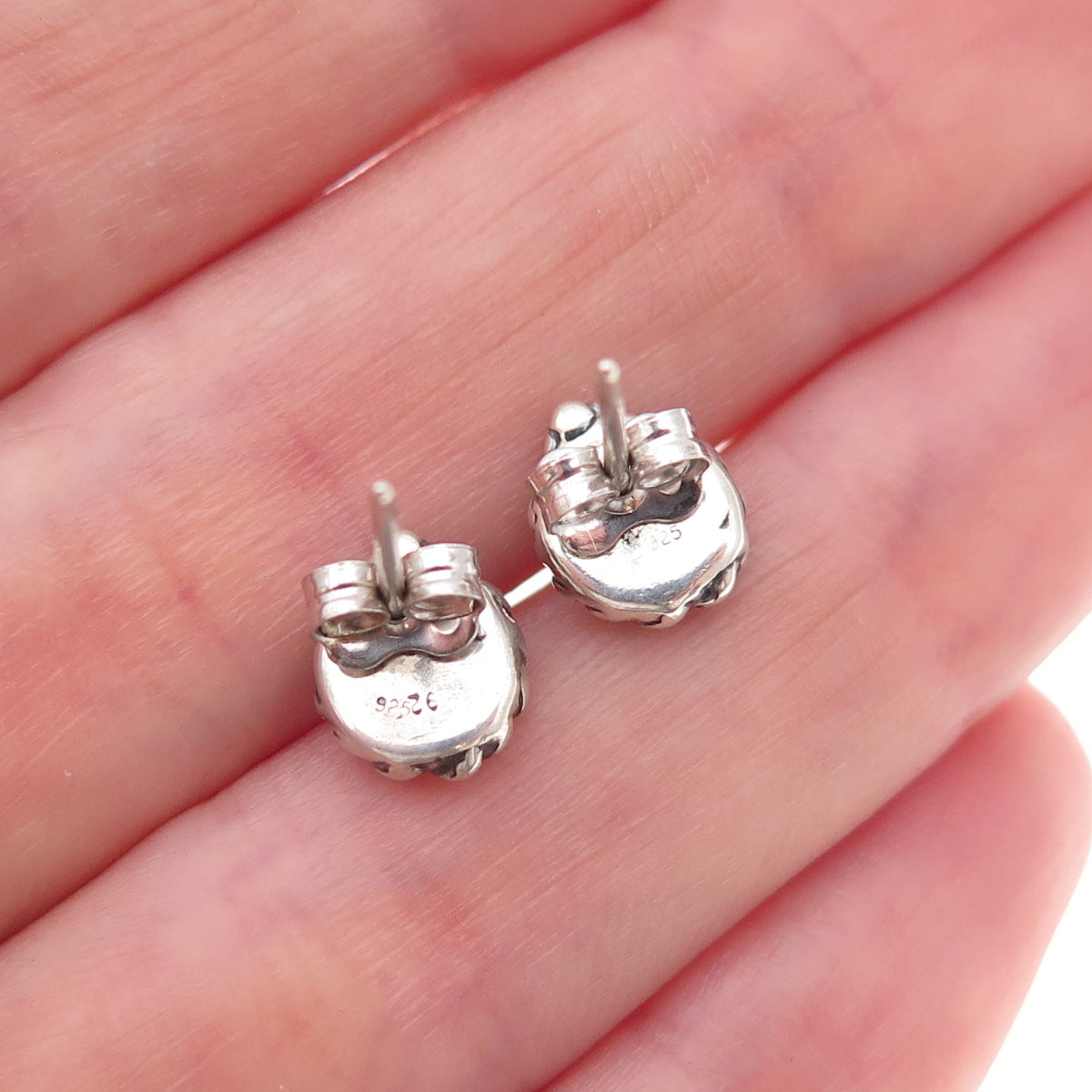Shube 925 Sterling Silver Vintage Real Turquoise Oxidized Stud Earrings