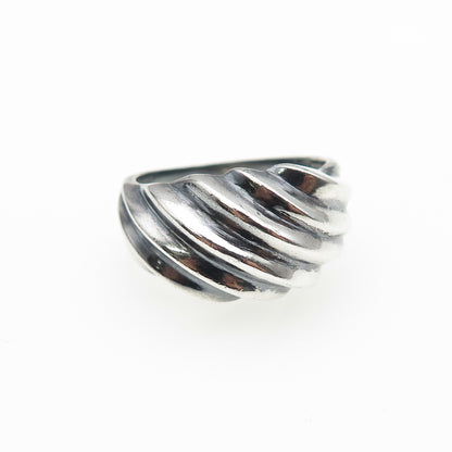 CHAPAL ZENRAY Sterling Silver Vintage Modernist Ribbed Oxidized Ring Size 7.5