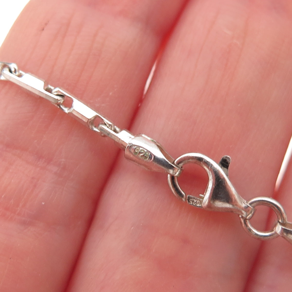 925 Sterling Silver Vintage Italy Anchor Bar Chain Necklace 24"