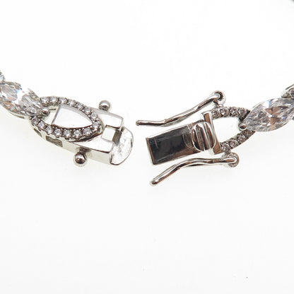 925 Sterling Silver Marquise & Round-Cut C Z Bracelet 6.75"
