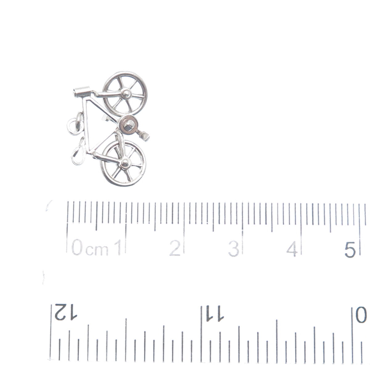 CARL ART 925 Sterling Silver Antique Art Deco Bicycle Minimalist Charm Pendant