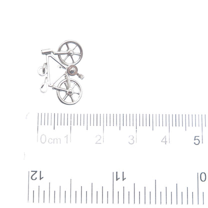 CARL ART 925 Sterling Silver Antique Art Deco Bicycle Minimalist Charm Pendant