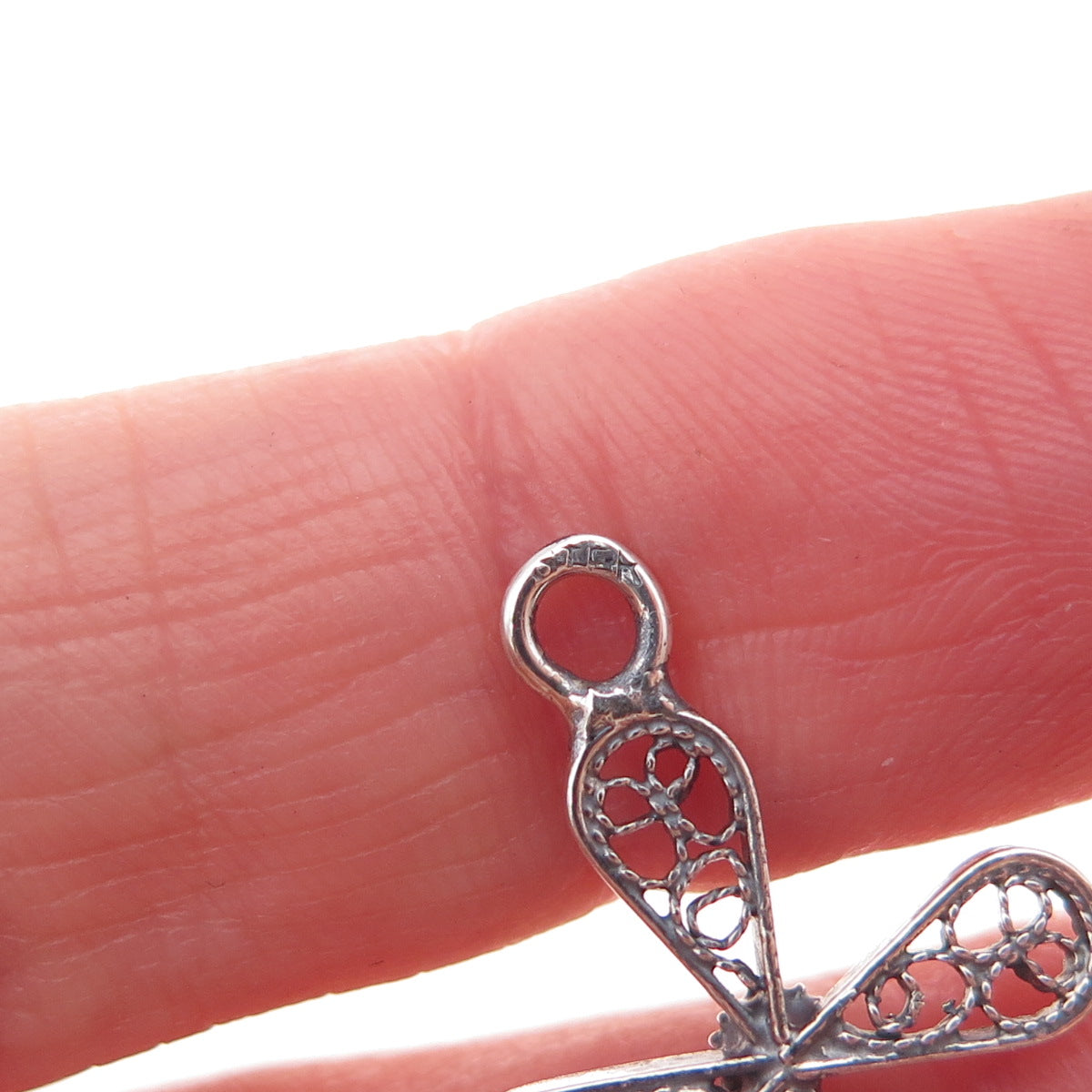 925 Sterling Silver Vintage Cross Filigree Oxidized Charm Pendant