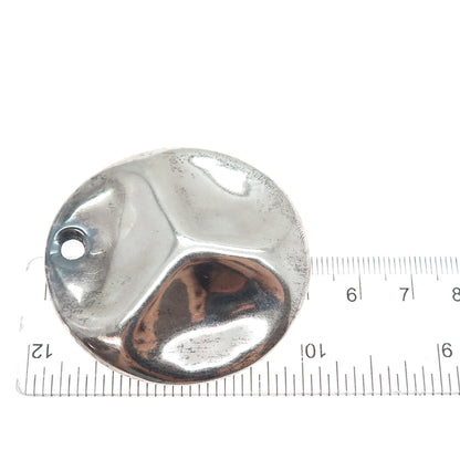 925 Sterling Silver Vintage Modernist Hammered Disc Oxidized Pendant