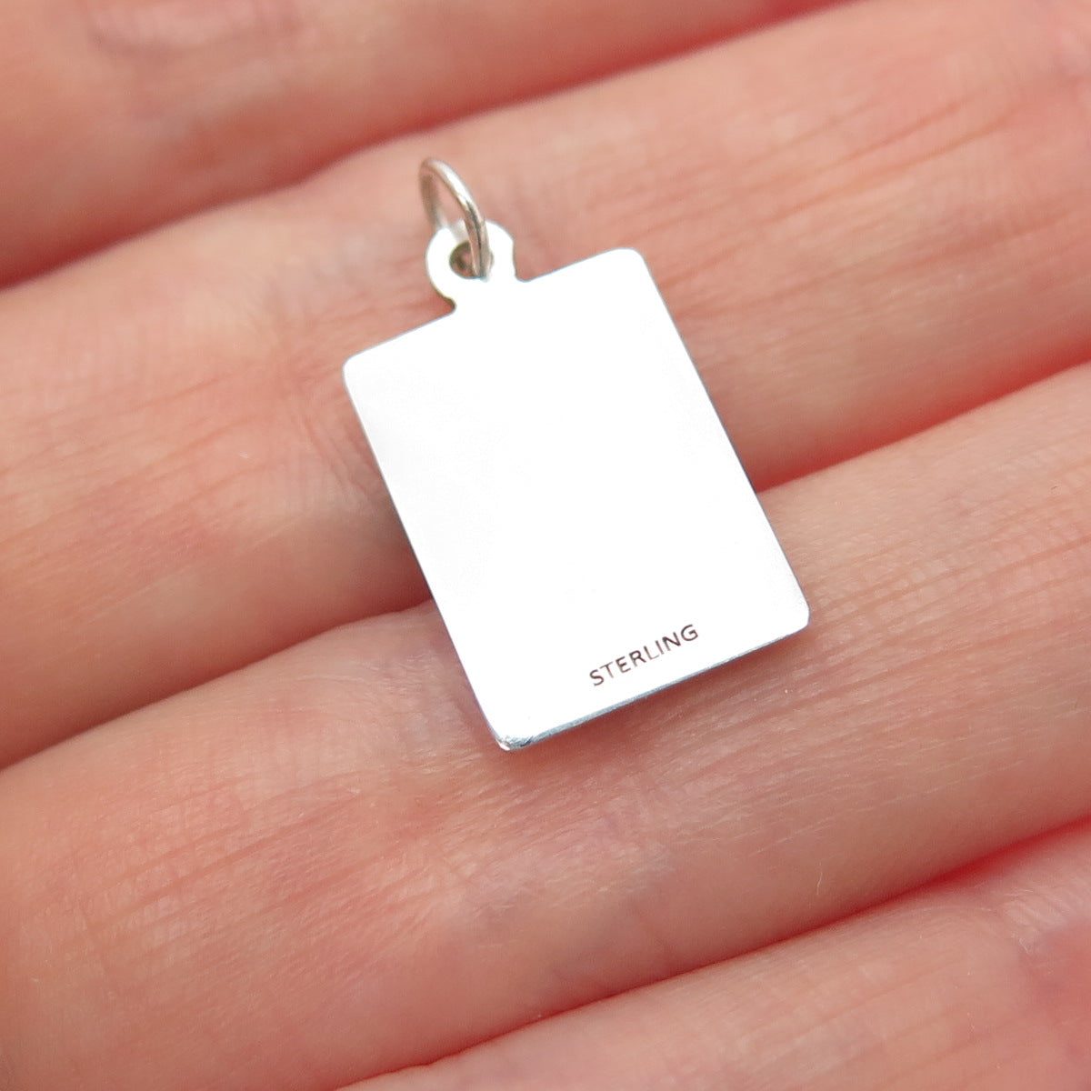 925 Sterling Silver Red Enamel Let's Celebrate Minimalist Charm Pendant