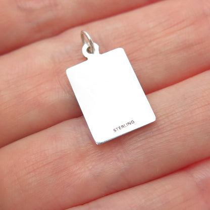 925 Sterling Silver Red Enamel Let's Celebrate Minimalist Charm Pendant