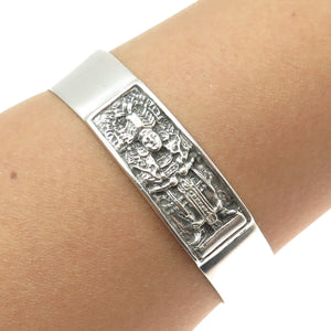 CASA DE ORO 925 Sterling Silver Vintage Tribal Oxidized Adjustable Bracelet 7"