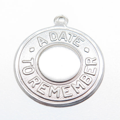ELCO 925 Sterling Silver Vintage "A Date To Remember" Minimalist Charm Pendant