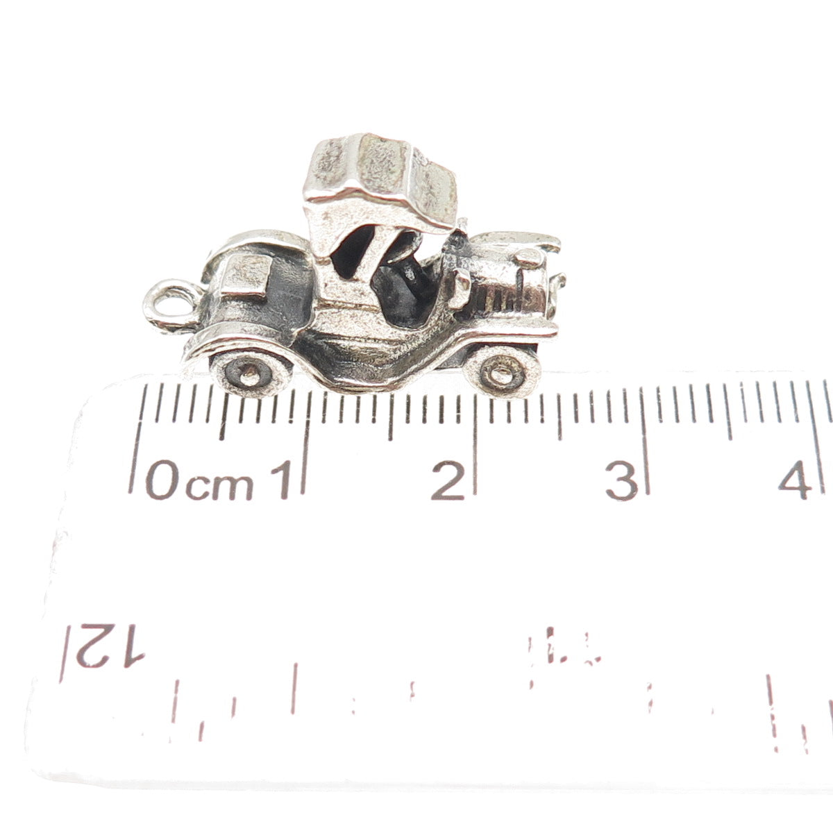925 Sterling Silver Antique Art Deco Retro Car Oxidized 3D Charm Pendant