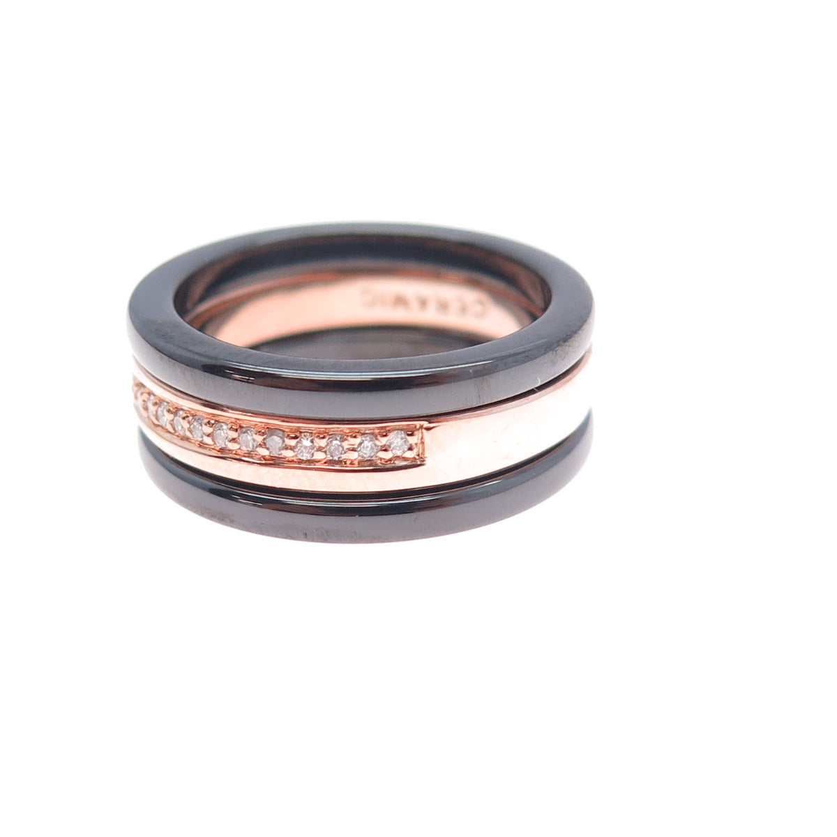 925 Sterling Silver & Ceramic Real Diamond SET of 3 Stackable Band Ring Size 6