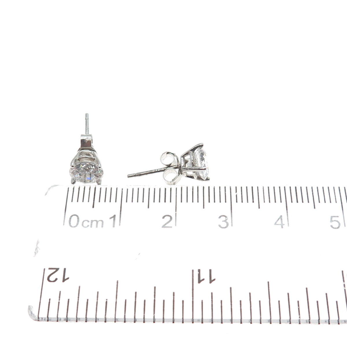 925 Sterling Silver Round-Cut C Z Stud Earrings