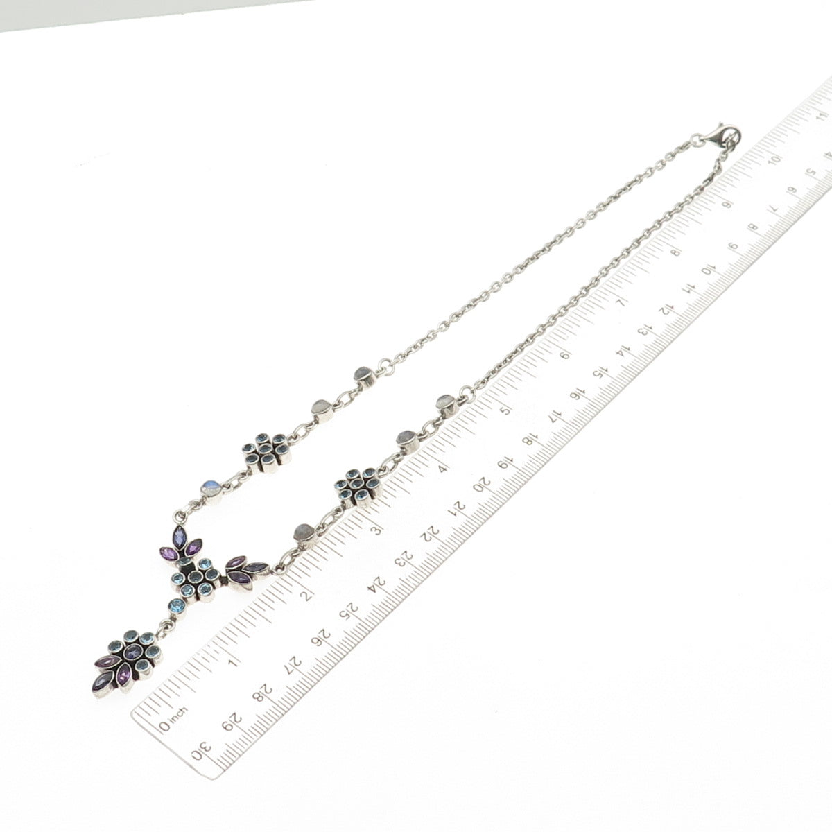 Nicky Butler Sterling Vintage Real Topaz Moonstone Amethyst Iolite Necklace 16"