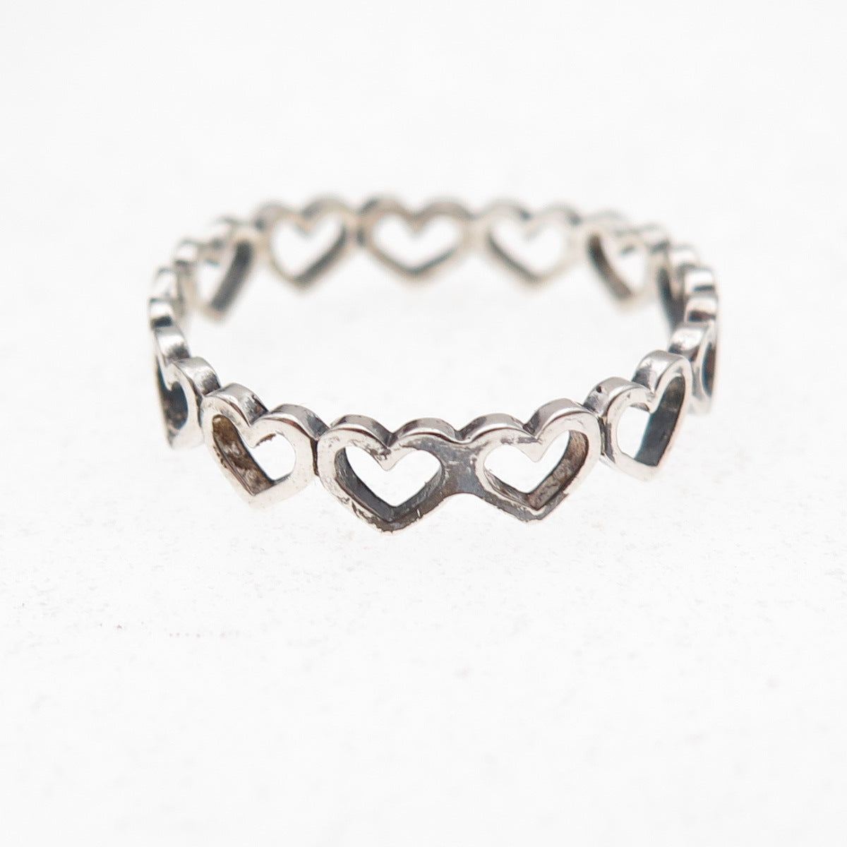 Ste Bee 925 Sterling Silver Vintage Heart All Around Oxidized Band Ring Size 6.5