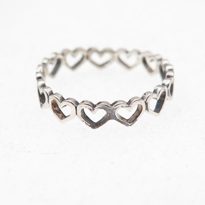 Ste Bee 925 Sterling Silver Vintage Heart All Around Oxidized Band Ring Size 6.5