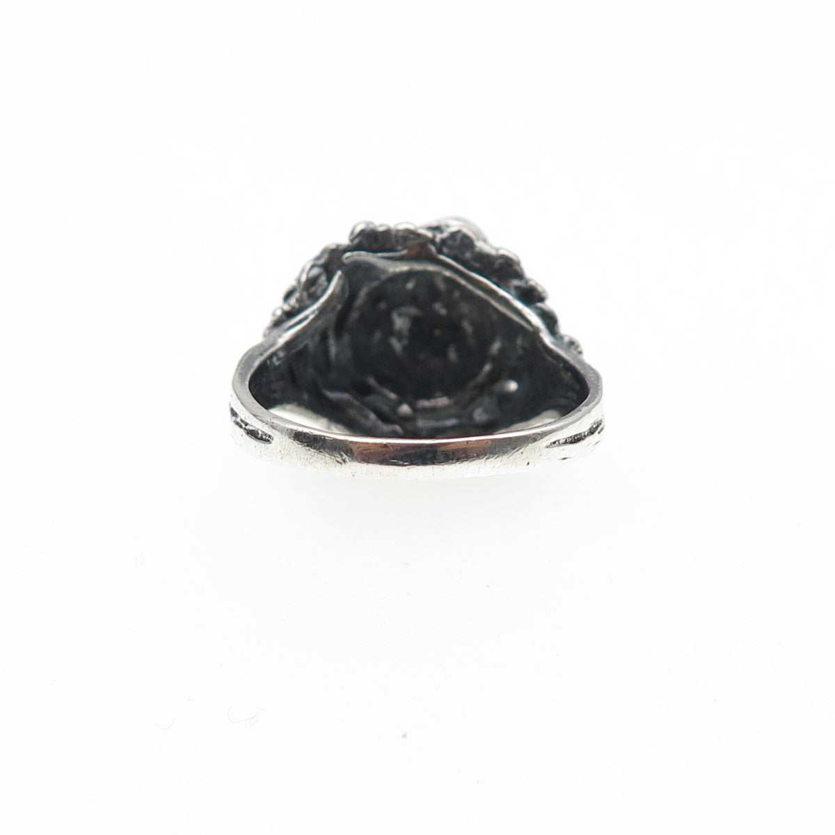 925 Sterling Silver Vintage Modernist Nugget Dome Oxidized Ring Size 8.25