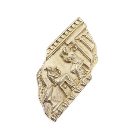 835 Silver Gold Plated Vintage Roman Frieze Pin Brooch