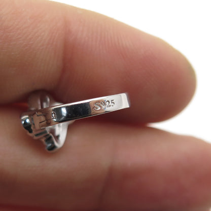 925 Sterling Silver Pink & White Round-Cut Shaped C Z Cross Hoop Earrings